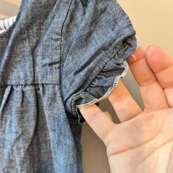 The Little White Company Chambray Denim Dress- Size 18-24m - Picture 3 of 5